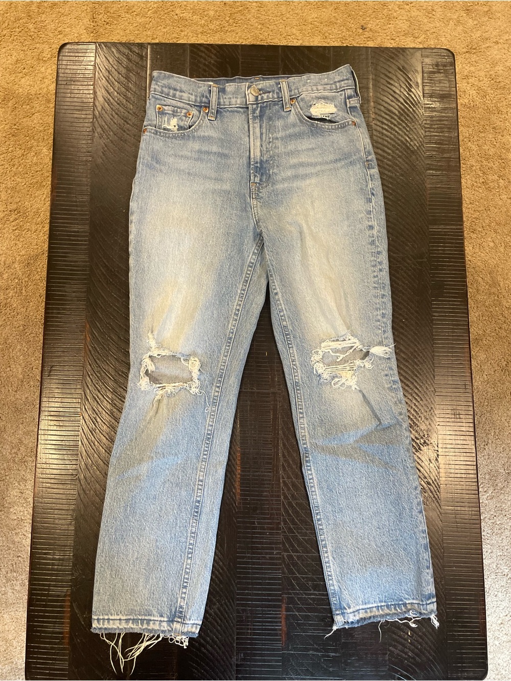 GAP Light Blue Distressed Cheeky Straight Jeans
